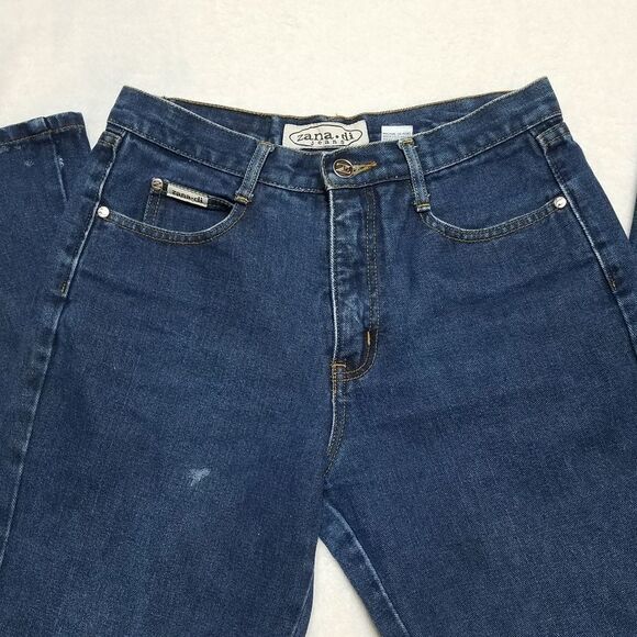 VINTAGE 90s Zana-di Dark Wash High Rise Flare Jean - Picture 8 of 16